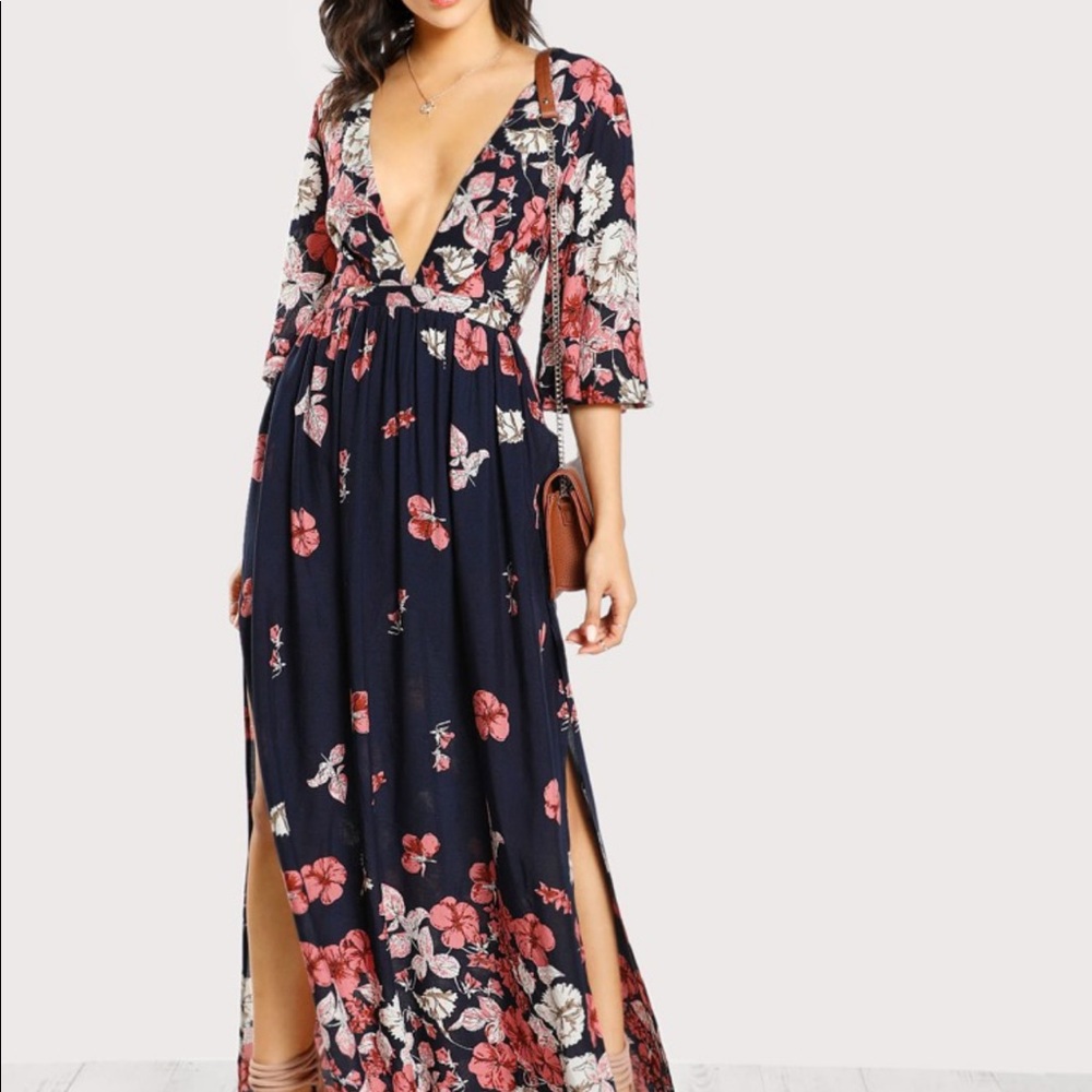NWOT SHEIN cross back floral maxi - Picture 3 of 4